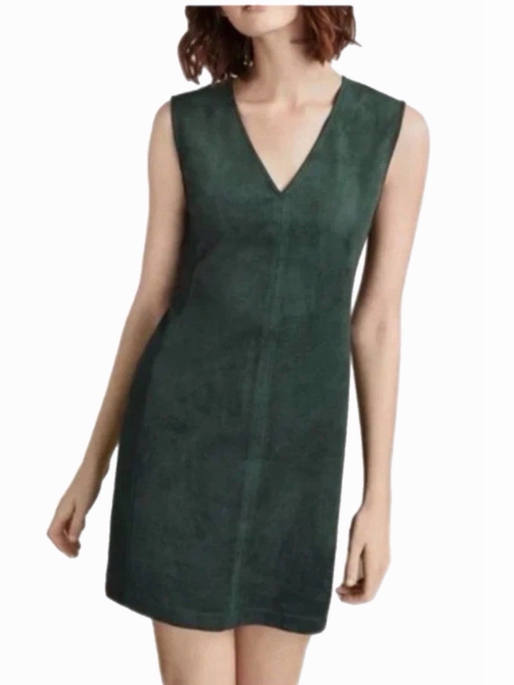 NWT BCBGMAXAZRIA MALINA Alpine Green Faux Suede Velvet Sheath Dress V-Neck XS